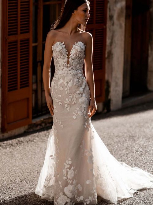 Abella E161 Zara Lace Bodice Shimmering Zara Wedding Dress