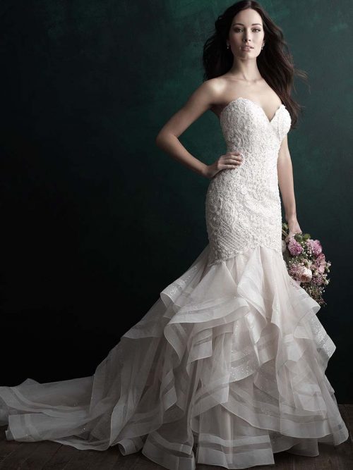 C507 Allure Couture Strapless Wedding Dress