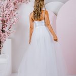 sweet bow at the waist and tulle skirt debutante gown