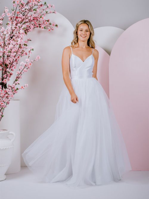 tulle skirt and straps deb gown