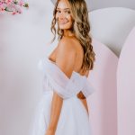 soft draped sleeves deb gown