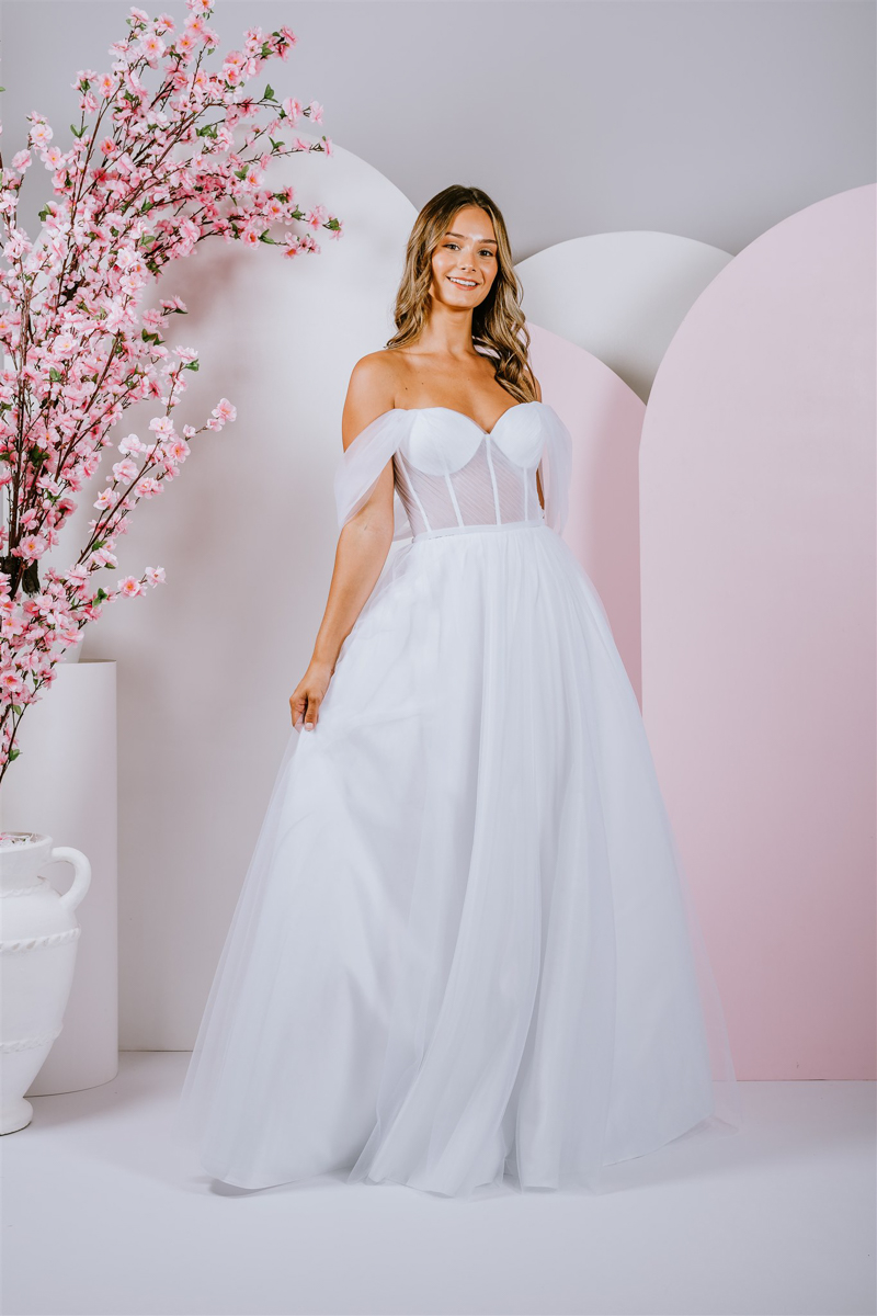 soft draped sleeves deb gown