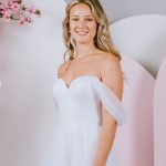 Dreamy soft draped sleeves deb gown